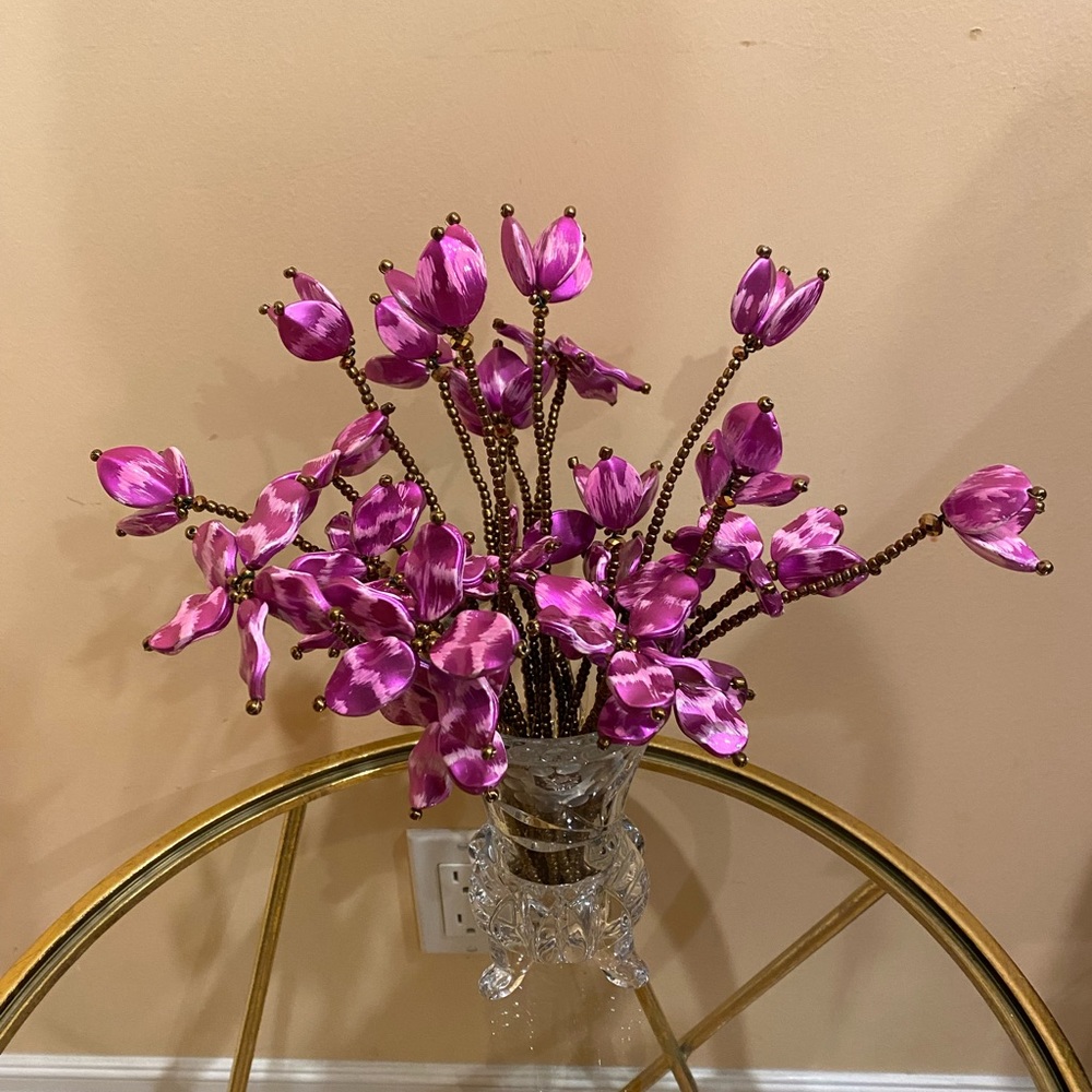 Handmade 26 Beaded purple color Artificial flower stems